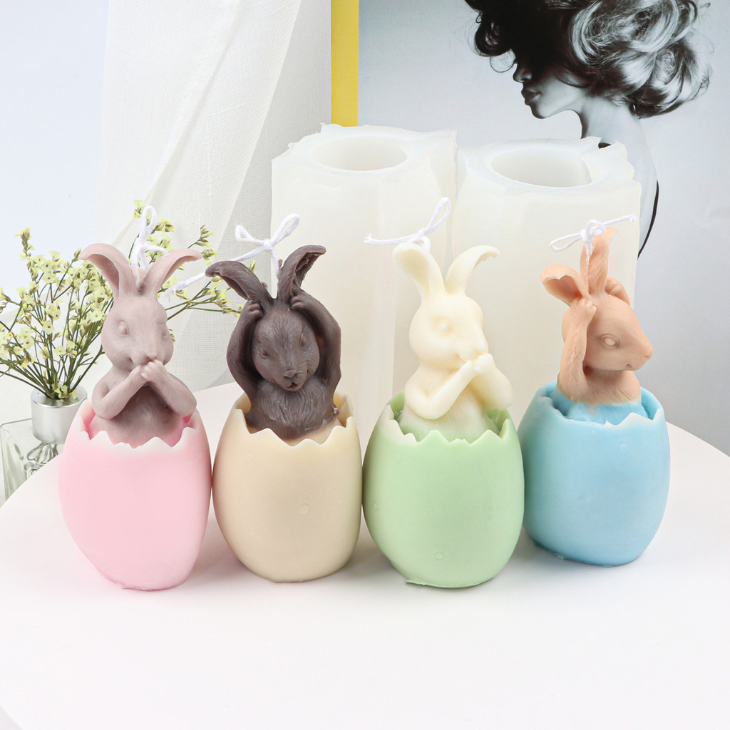 

Eggshell Rabbit Silicone Candle Mold Easter Rabbit Silicone Mold for Making Gypsum Resin Epoxy Clay Beeswax Tool Easter Ornament