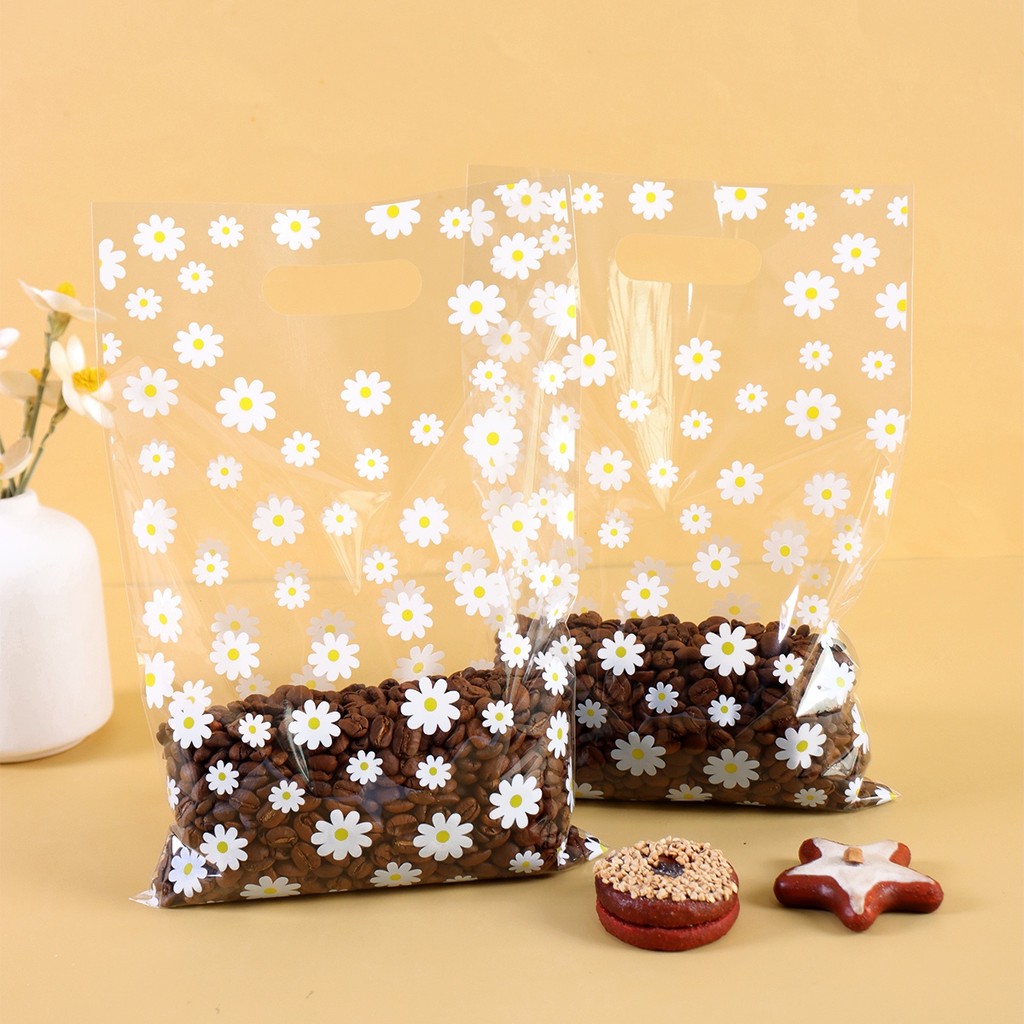 

50/100pcs Daisy Flower Gift Bags Transparent Candy Cookie Baking Packing Bag Wedding Birthday Party Decor Gift Wrapping Supplies