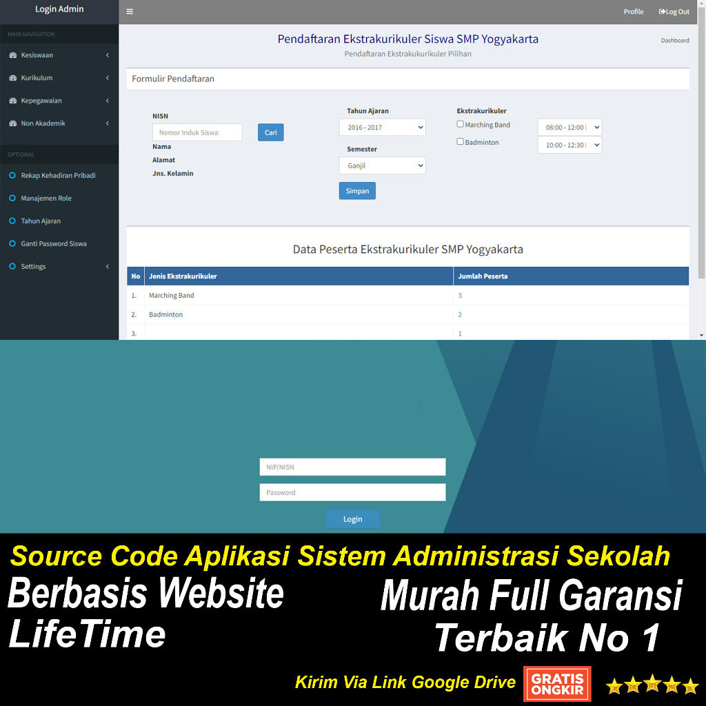 Source Code Aplikasi Sistem Administrasi Sekolah Berbasis Website BGC