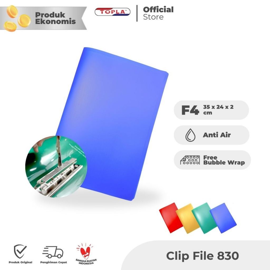 

Clip File map jepit kertas berkas sekolahan & kantoran ukuran folio Topla