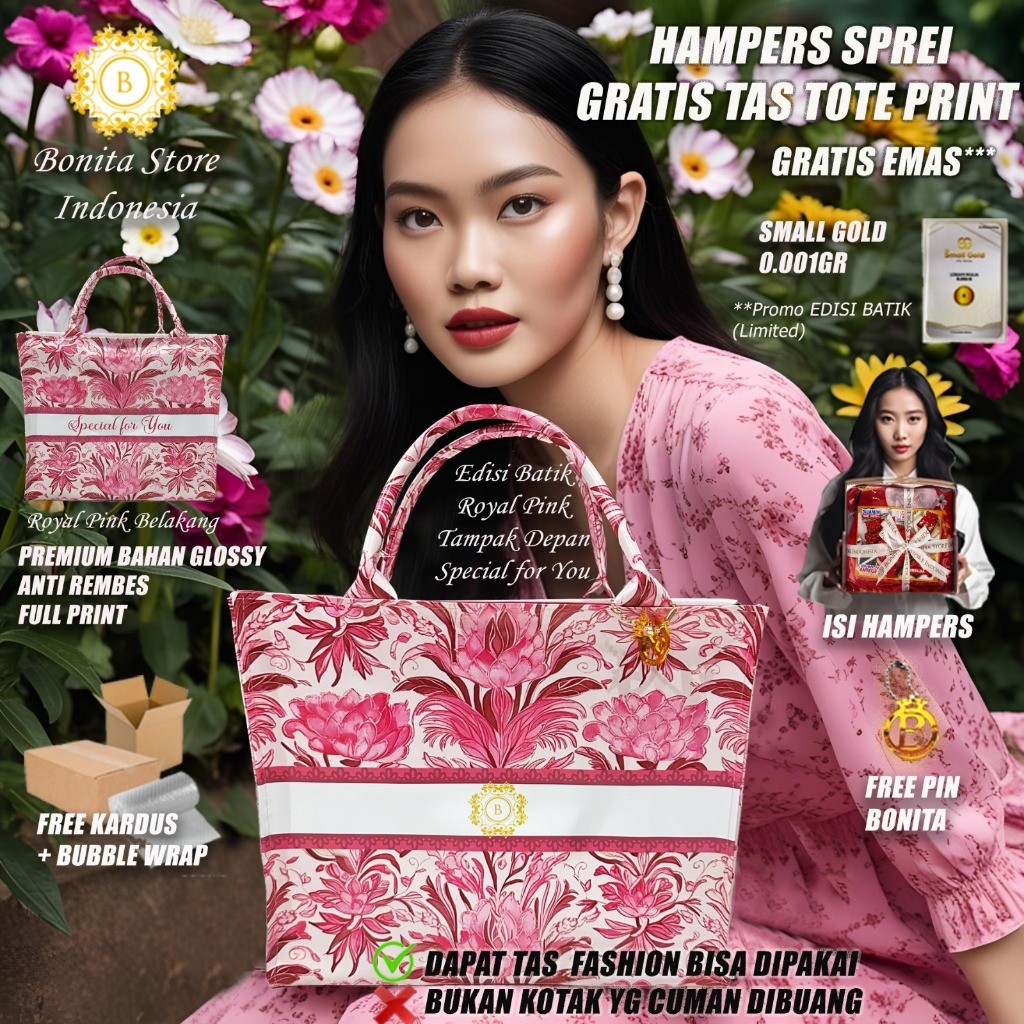 New HAMPERS SPREI BONITA SPREI KING SET 180X200 HAMPERS WEDDING / KADO PERNIKAHAN / BIRTHDAY / SESER