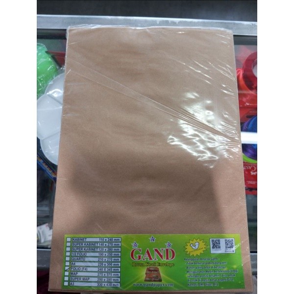 

Amplop Coklat polos Folio Gand ( 1pak/100pcs )
