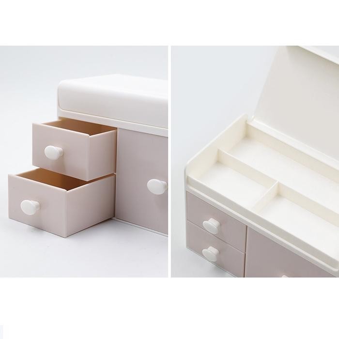 

Kotak wadah tempat penyimpanan pena / alat tulis / pensil multifungsi - Putih/MerahMuda