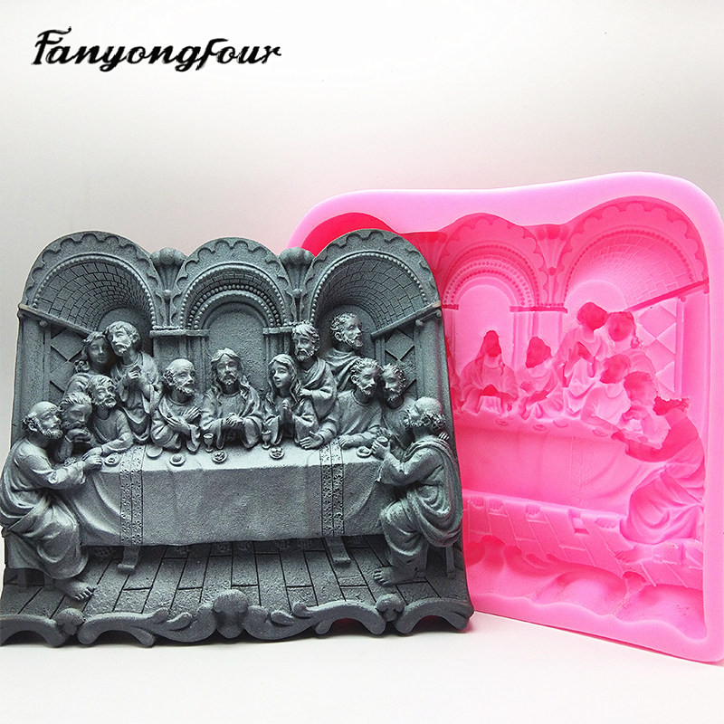 

Fan Yong's four Catholic dinner silicone mold DIY can be used to make gypsum resin concrete home decoration ornaments