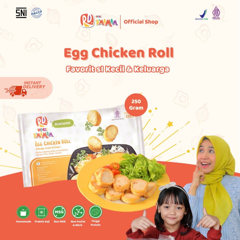 

Egg Chicken Roll 250g Radaza D'MAMAM Bento Frozen Anak MPASI Homemade Non MSG No Pengawet BPOM HALAL - Adwa Organic