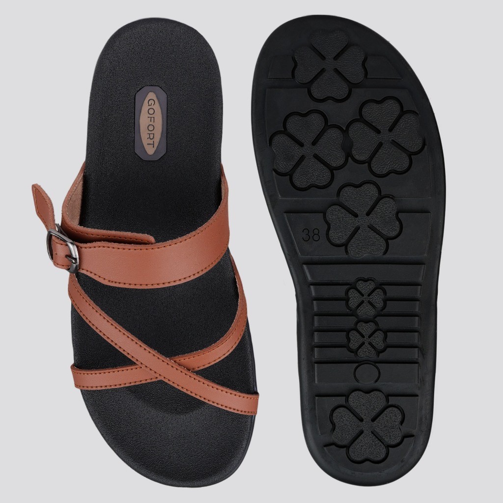 Gofort Sandal Wanita Tali Gesper Sabuk Odelia Coklat