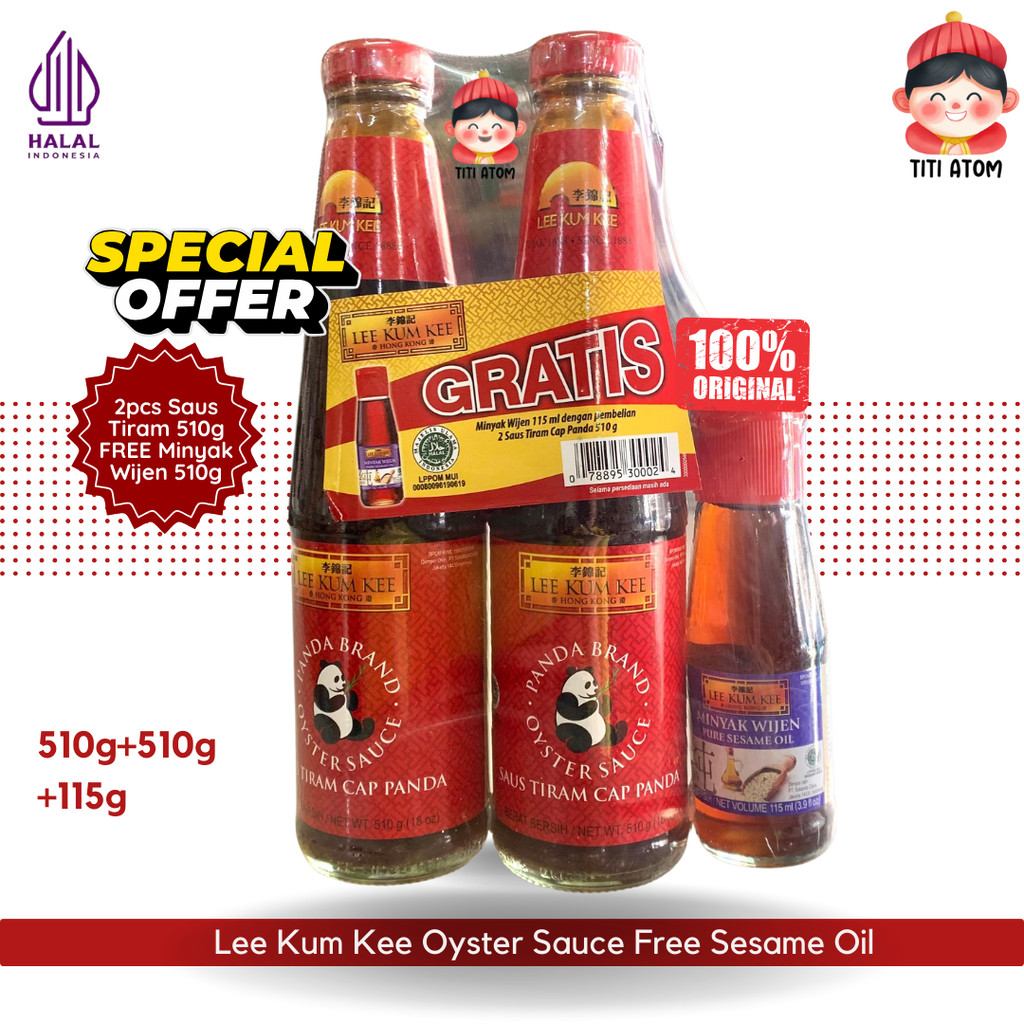 

Lee Kum Kee Saus Tiram Oyster Sauce 510g 2pcs Banded + FREE Bonus Minyak Wijen Sesame Oil 115g