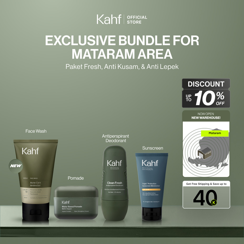 [EXCLUSIVE BUNDLE FOR MATARAM AREA] Kahf 4in1 Paket Paket Fresh, Anti Kusam, & Anti Lepek (Face Wash