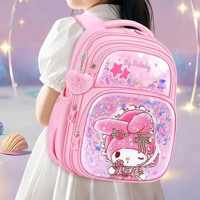 

Sanrio Cute Cartoon Kuromi Anime Large Capacity Backpack Cinnamoroll My Melody Children Student Schoolbag Shoulder Bag Gift