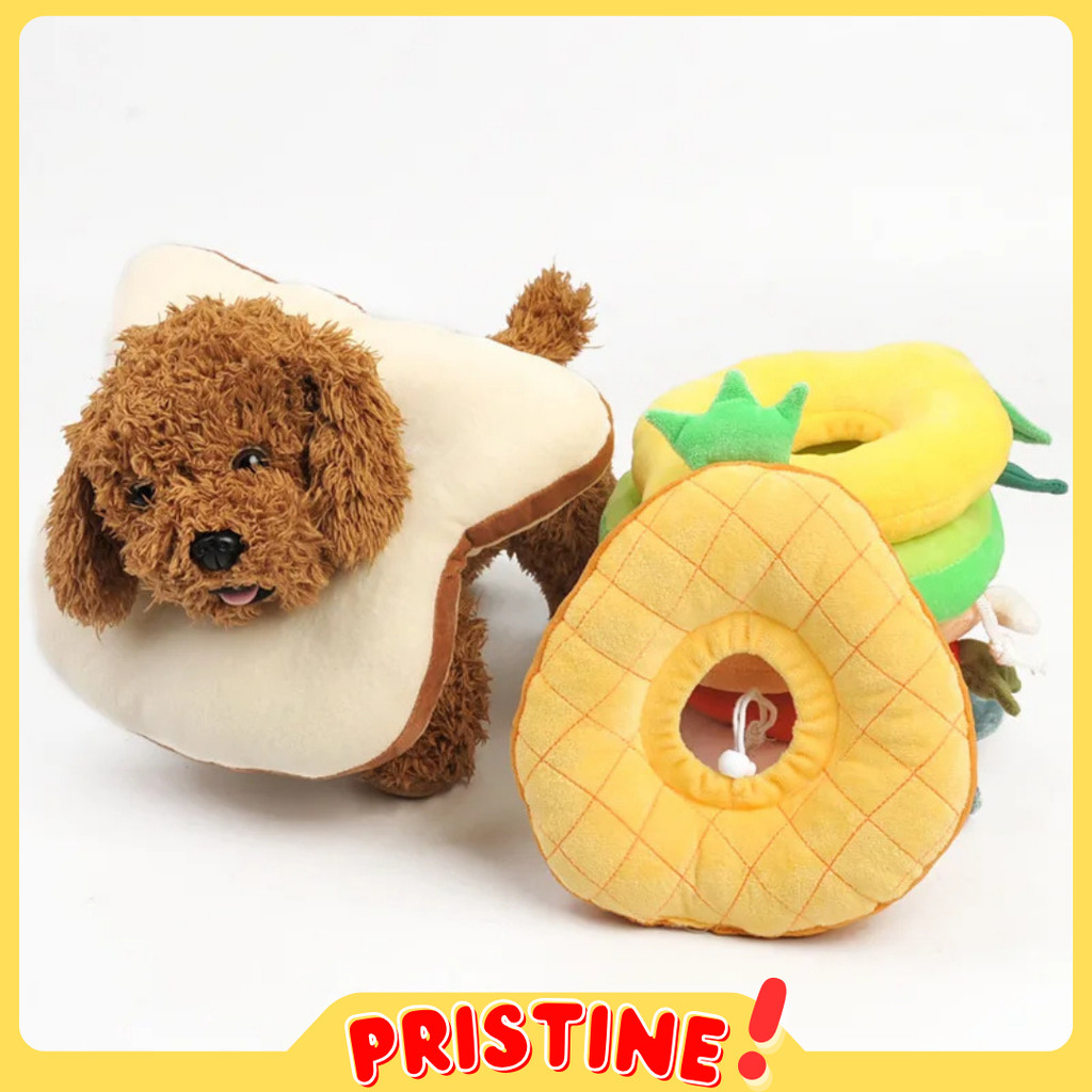 PRISTINE - COLLAR BUAH BANTAL Bantal Leher Pet Collar Kucing Anjing Motif Makanan Food Corong Dog Ca