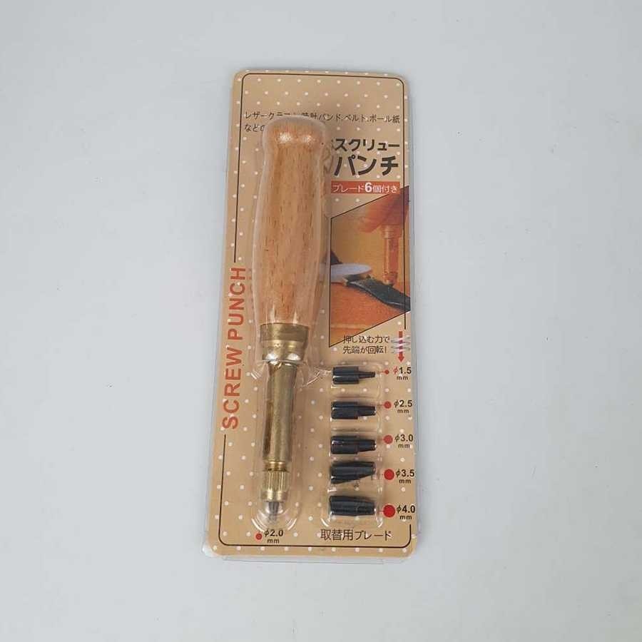 

LEONASTR MIUSIE Alat Pembolong Tali Pinggang Hole Punch 6 Tip 1.5-4mm - MU0179