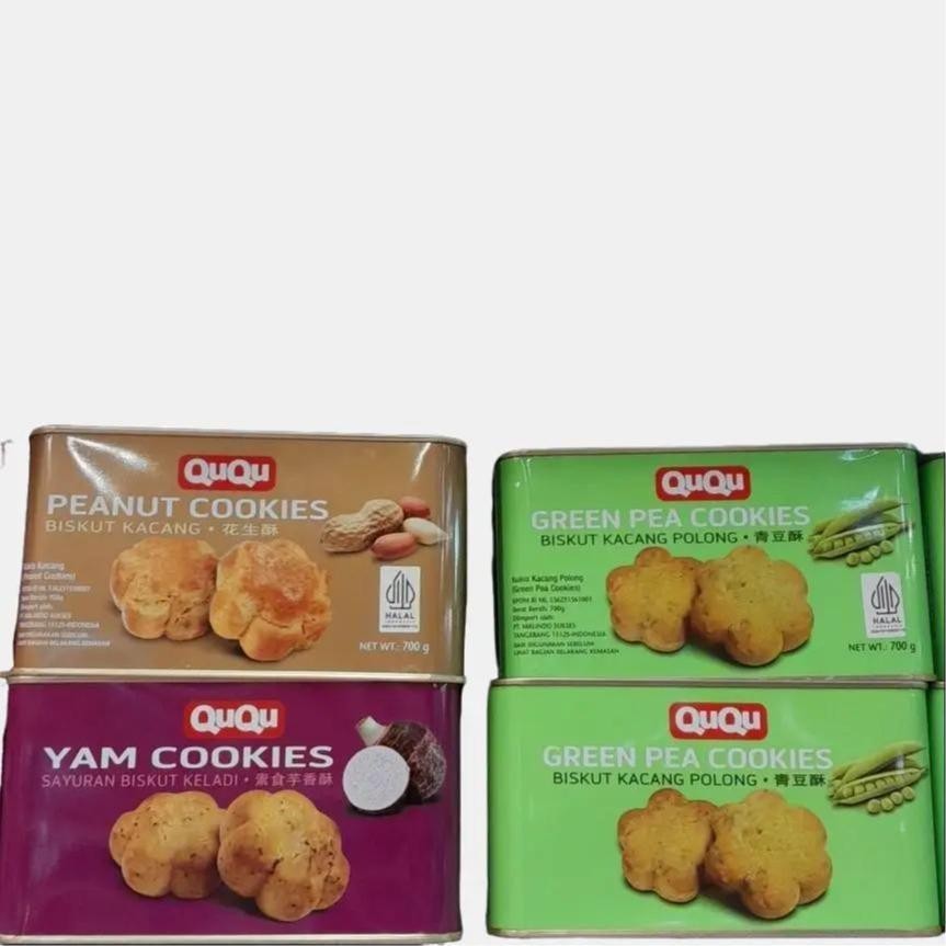 

Ququ Cookies Kukis Rasa GREEN PEAS KACANG POLONG / PEANUT COOKIES / YAM COOKIES Kaleng 700gr