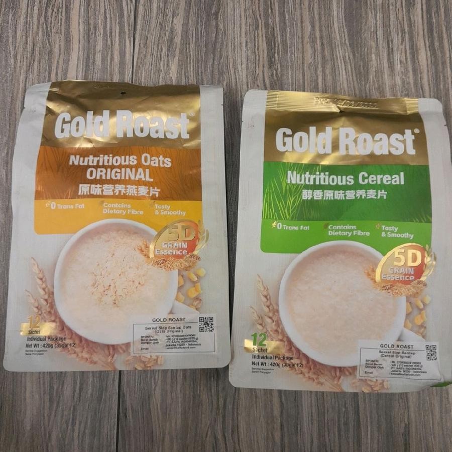 

Gold Roast Nutritious Oats Cereal Varian Cereal / Oat Original / Oat Black Sesame / Oat Chia Seeds ( isi 12 sachets )