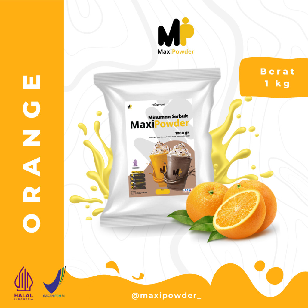 

Bubuk Minuman Rasa Orange 1kg / Minuman Kekinian Orange Termurah / MaxiPowder