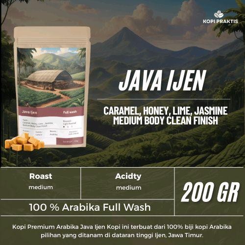 

ROASTED BEANS ARABIKA FULL WASH JAVA IJEN 200 GR | BIJI KOPI SANGRAI | Coffee - GILING HALUS