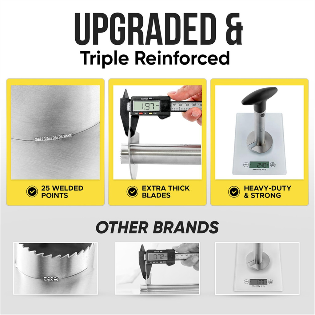 

Pineapple Cutter and Corer with Triple Reinforced Stainless Steel - Easy-To-Use Pineapple Corer with Thicker BladeJAS
