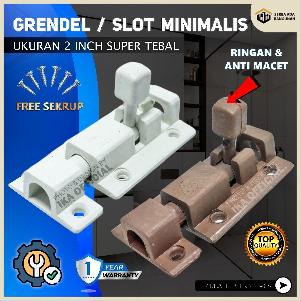 Grendel Jendela pvc / Grendel Pintu / Slot Selot plastik tebal minimalis anti karat wc lemari / TERM