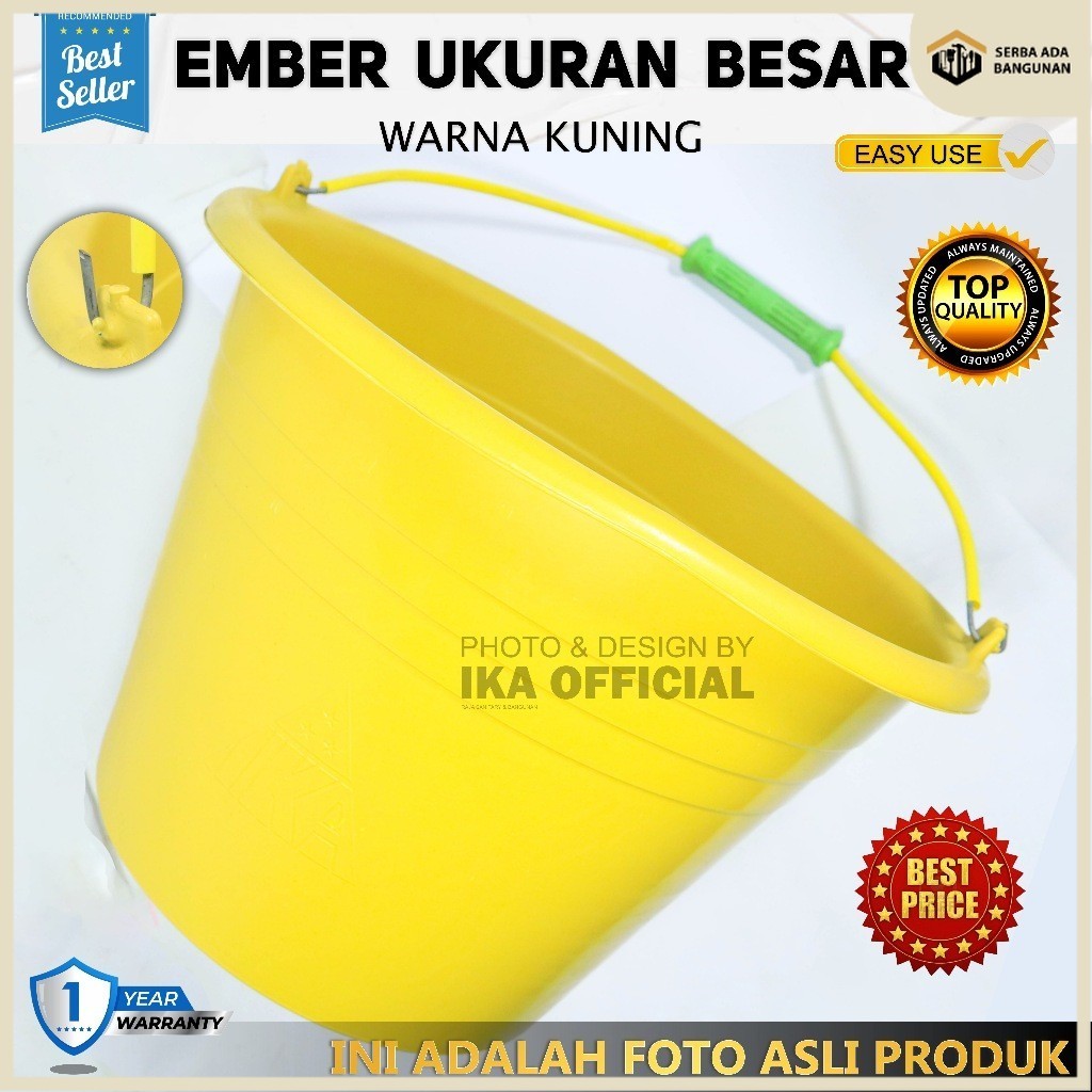 SAB Ember Plastik WARNA JUMBO BESAR & KECIL KUNING Ember Cor Anti Pecah | Ember Bangunan BESAR- HARG