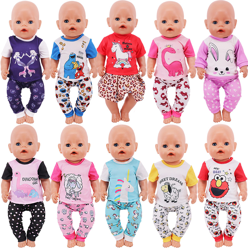 Doll Accessories Clothes Pajamas Mini Animal Printing Dress For 43Cm Rebirth Doll 18In Baby Doll DIY