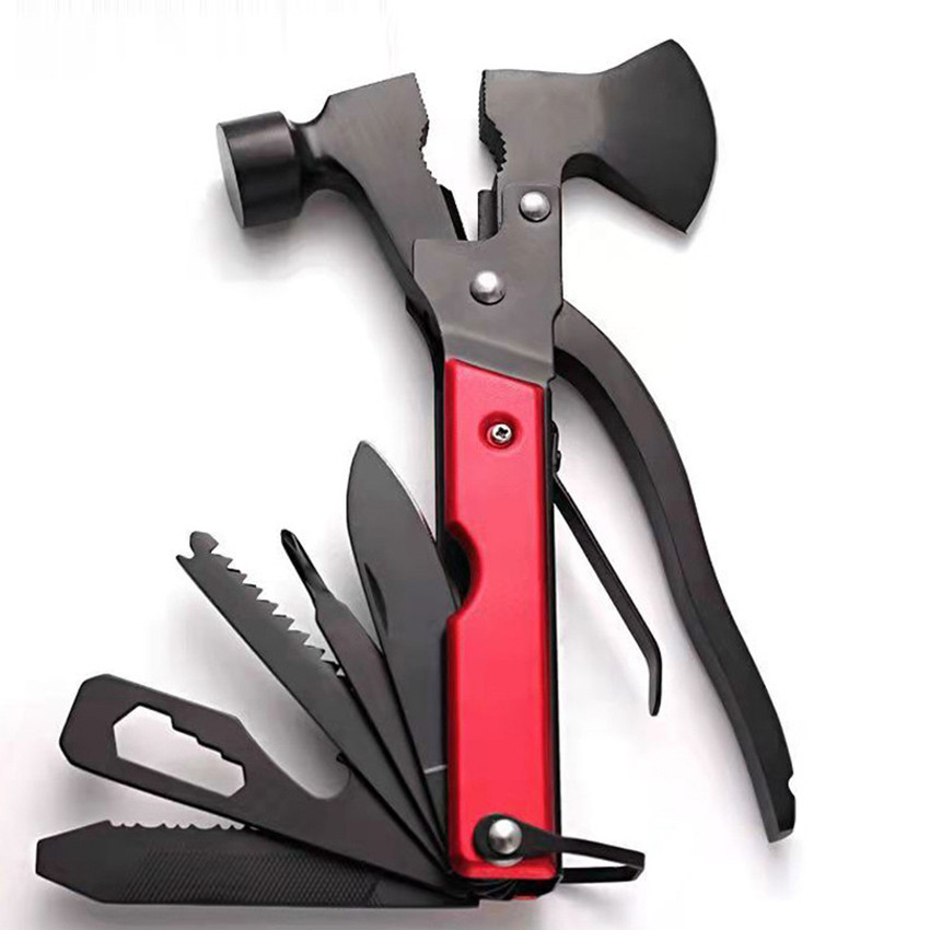 16 In 1 Palu Kapak Multifungsi Edc Tang Lipat Pisau Axe Hammer Alat Survival Tools Camping Mendaki