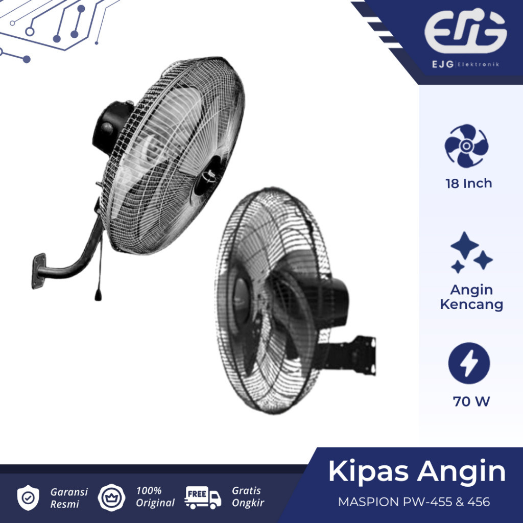 Kipas Angin Dinding Maspion Power Fan PW 455 & 456 W / Wall Fan Maspion PW455 PW456W