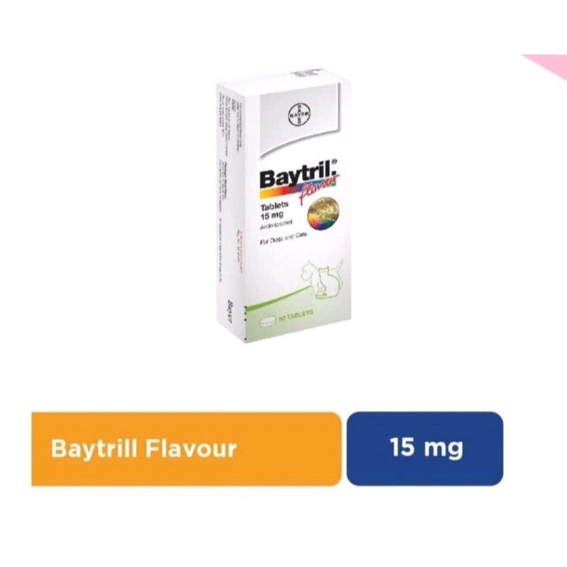 Baytril Flavour Tablet 15 mg - Antibiotik Anjing Kucing