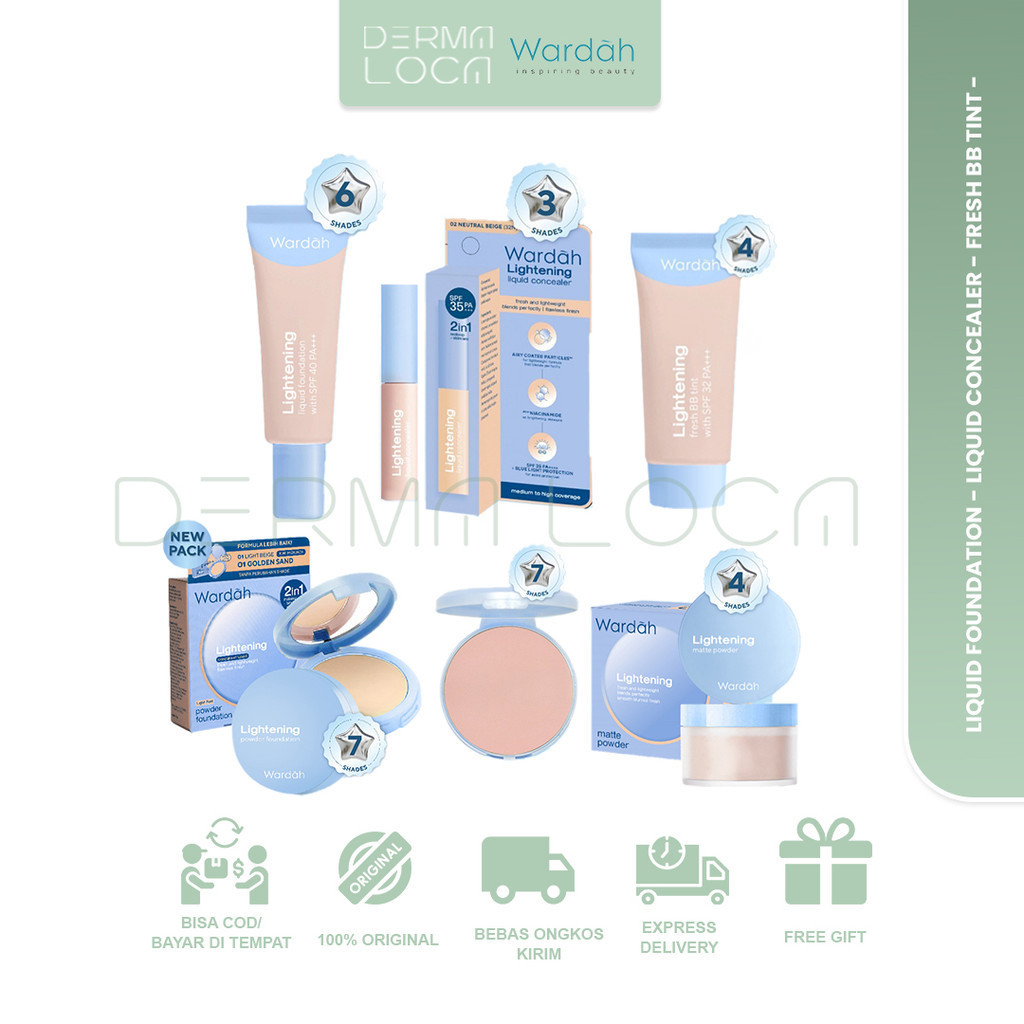 Wardah Lightening Series | Liquid Foundation - Liquid Concealer - Fresh BB Tint - Matte Powder - Pow