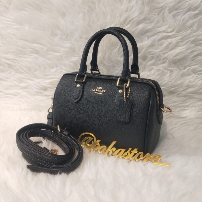 [S3TYA_SHOP] Tas COACH Crossgrain Leather Mini Rowan Crossbody Black AUTHENTIC USA