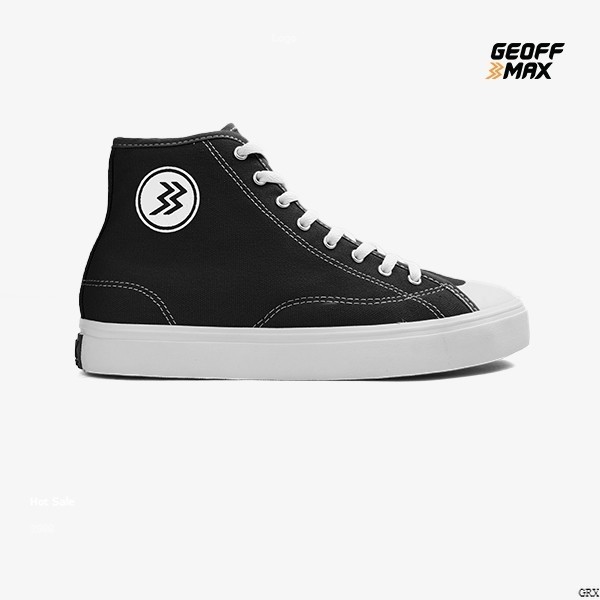 Sepatu Sneakers Geoff Max - Timeless HI Black White | Sepatu Pria Wanita Sneakers Casual Sekolah Kul