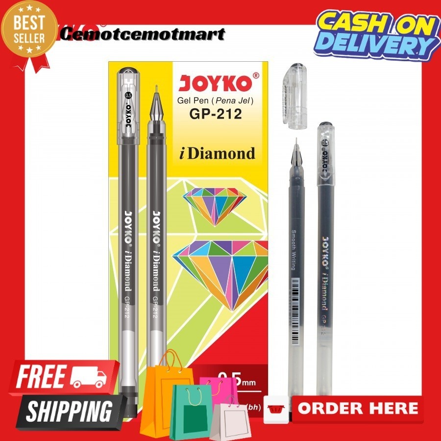 

[Cmt] Pulpen / Pena Joyko GP- 212 Gell Pen 0,5 mm I Diamond - Lusinan (12 pcs) - SHESB