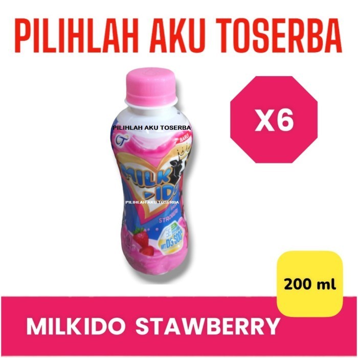 

MILKIDO Susu UHT Rasa STRAWBERRY 200 ml - (HARGA 6 BOTOL)