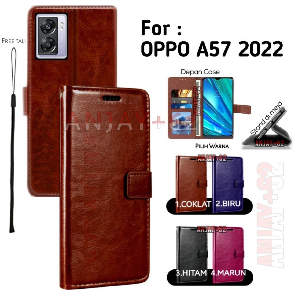 Flip cover case  OPPO A57 2022 casing kulit standing  smartphone DP1