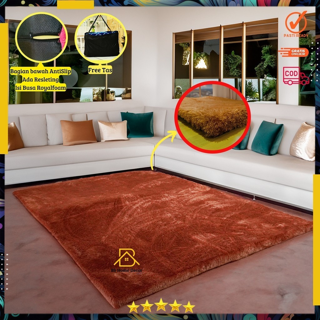 Karpet bulu Rasfur Anti Slip Uk Panjang 2 meter Lebar 1.2 meter Tebal 2,5cm