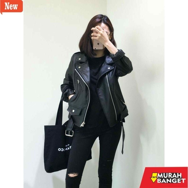 jaket kulit wanita hijab Jaket Kulit Wanita Ramones Changcuters Korea Blazer Style