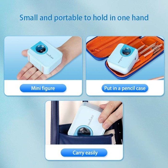 

promo ✨ -Tenwin S8316 MIni Automatic Pencil Sharpener / Rautan Pensil Otomatis - Biru Muda