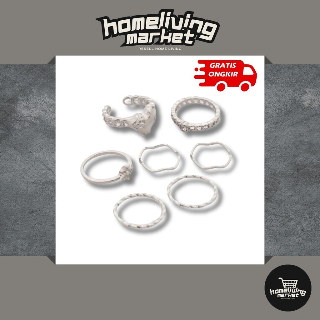 Set Cincin 7pcs / Set Cincin Liontin / Cincin isi banyak Aksesoris