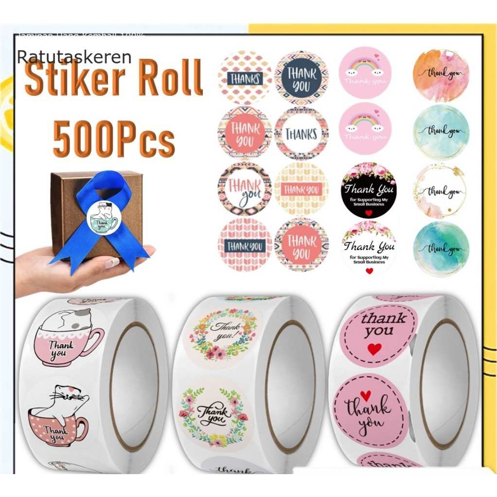 

Sticker Thank You Roll Macca Isi 500 Pcs Stiker Terima Kasih Warna Self Adhesive Seal Label Roll Sticker Thank You 2.5Cm Tempelan Ucapan Terimakasih Bulat 500pcs Segel Order Packing Motif Bunga Love Serbaguna Keren