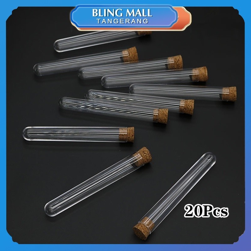 【20Pcs】Tabung Reaksi Plastik Tutup Kayu Gabus / Test Tube Souvenir