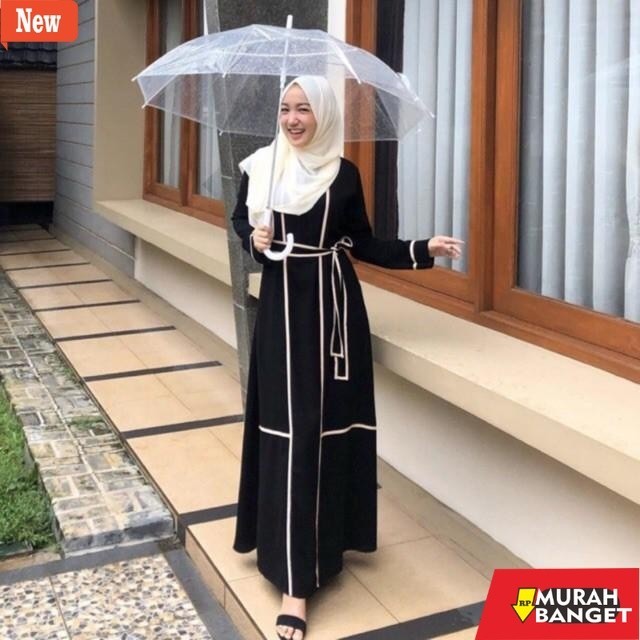 abaya shopee haul 2024 Abaya Gamis Arab List Hitam Remaja Wanita Muslim Syar'i  ModisTerbaru Lebaran