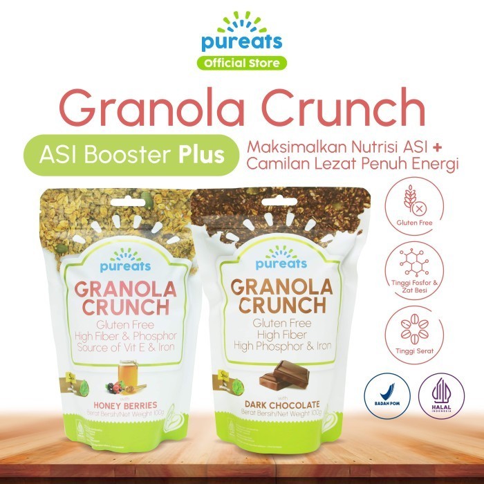 

Pureats Granola Crunch - ASI Booster Plus - Sereal Sarapan Sehat - Dark Chocolate