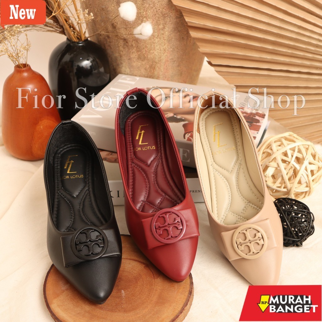 sepatu kerja wanita kekinian yg lagi viral- FIOR LOTUS Ballevina Pointed Toe Ballet Flat AR 18 - Fio