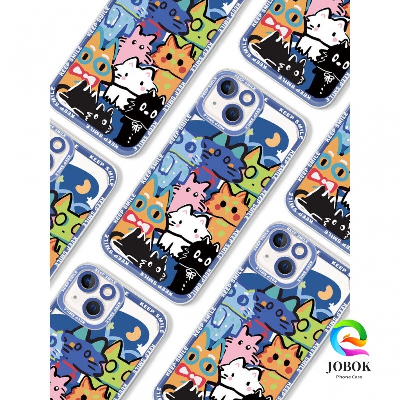 Casing Iphone Aesthetic Kucing Doodle  Case Bening Clear Case Iphone 13 12 11 PRO MAX 14 15 PLUS XS 