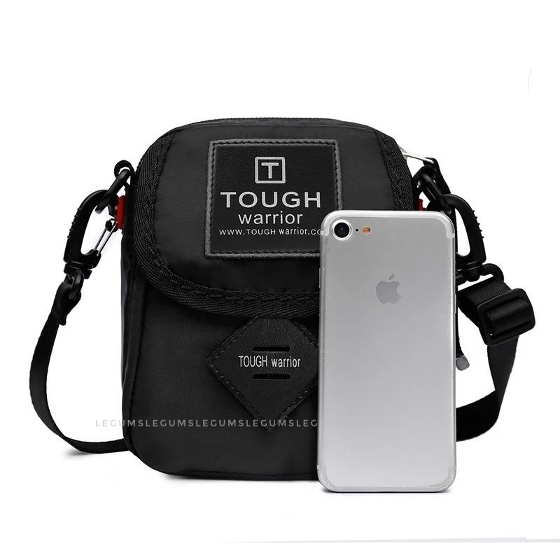 Legums Selempang Parasut Mini Pria Pouch Rokok dan Handphone Tas Selempang Kecil Hitam