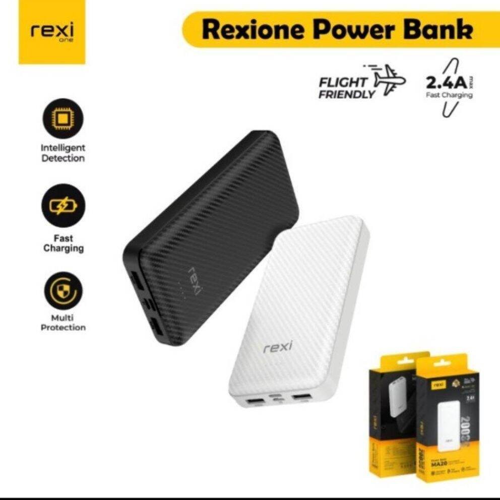 Rexi Power Bank 20000mAh Type C & Micro Input Dual USB Output MA20