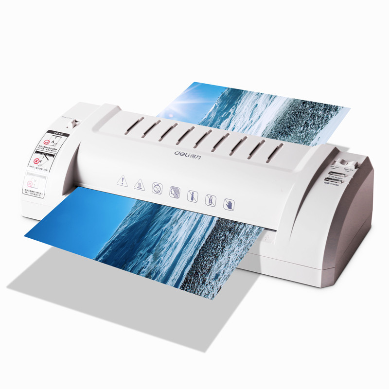 

Deli 3893 Hot Pouch Laminator 220VAC A4/A5 Size Photo Documents Laminator Temprature Gear With Ungency Stop