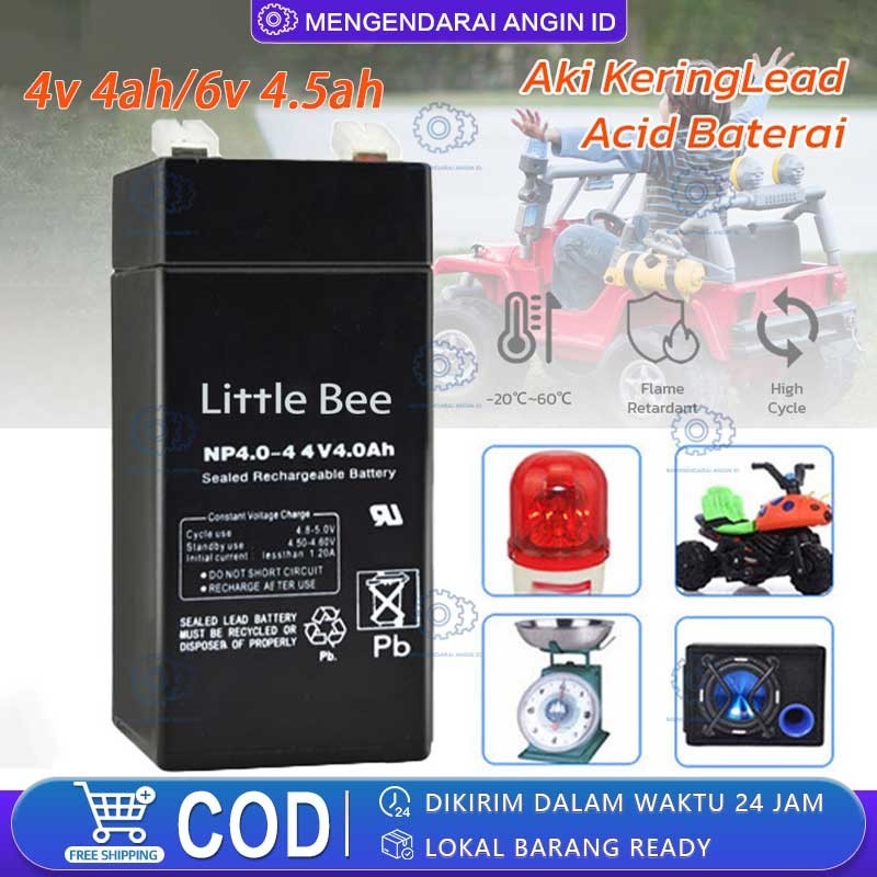 aki kering 6v 4.5ah/ aki kering genset 4V 4Ah/Aki Timbangan Digital VRLA SINUS 6V 4Ah 4.5Ah Aki Emer