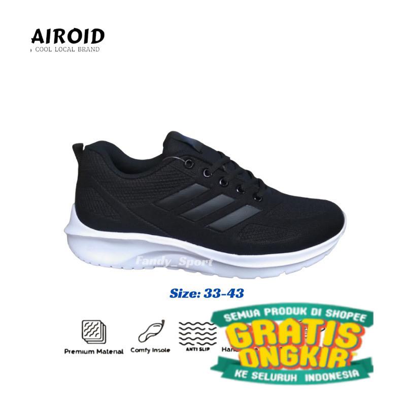 Sepatu Sekolah Hitam Putih -  Hitam Polos Pria/Wanita Sepatu Kerja Sepatu Sneakers Casual/ Anak rema