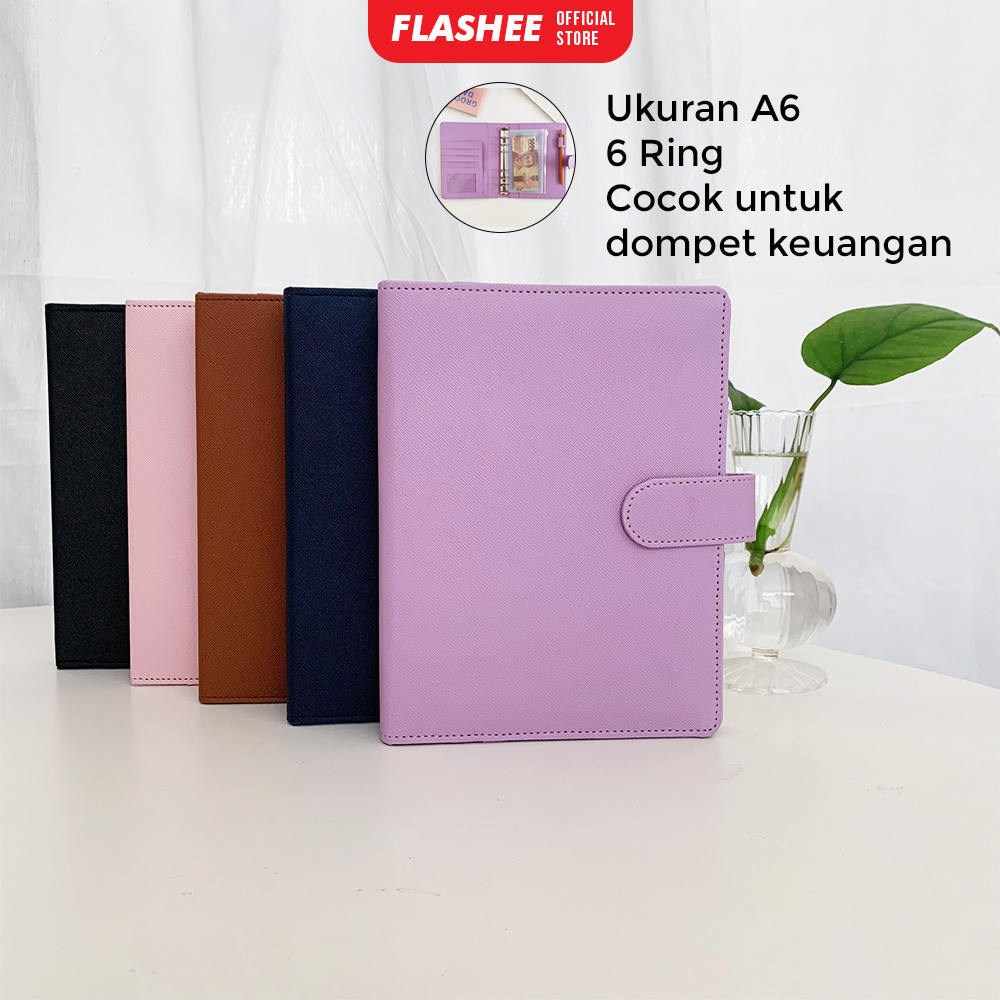 

Flashee Binder Polos Keuangan A6 Ring 6 Notebook Binder A6 Lubang 6 Ring Buku Catatan