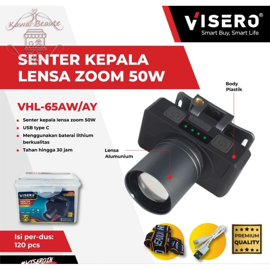 Senter Kepala Visero 50W Zoom VHL-65AW/AY Senter Kepala Zoom 50Watt Visero VHL65AW/AY