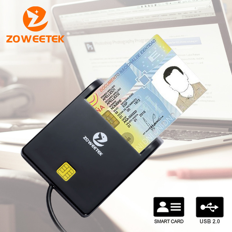Zoweetek USB ID Smart Card Reader Electronic DNI Reader for ISO 7816 EMV IC DNIE Chip DNI Smart Card